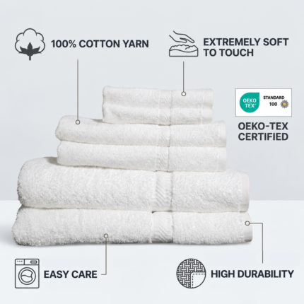 Hotel Style Snow white Terry Towel Set Single loop - features